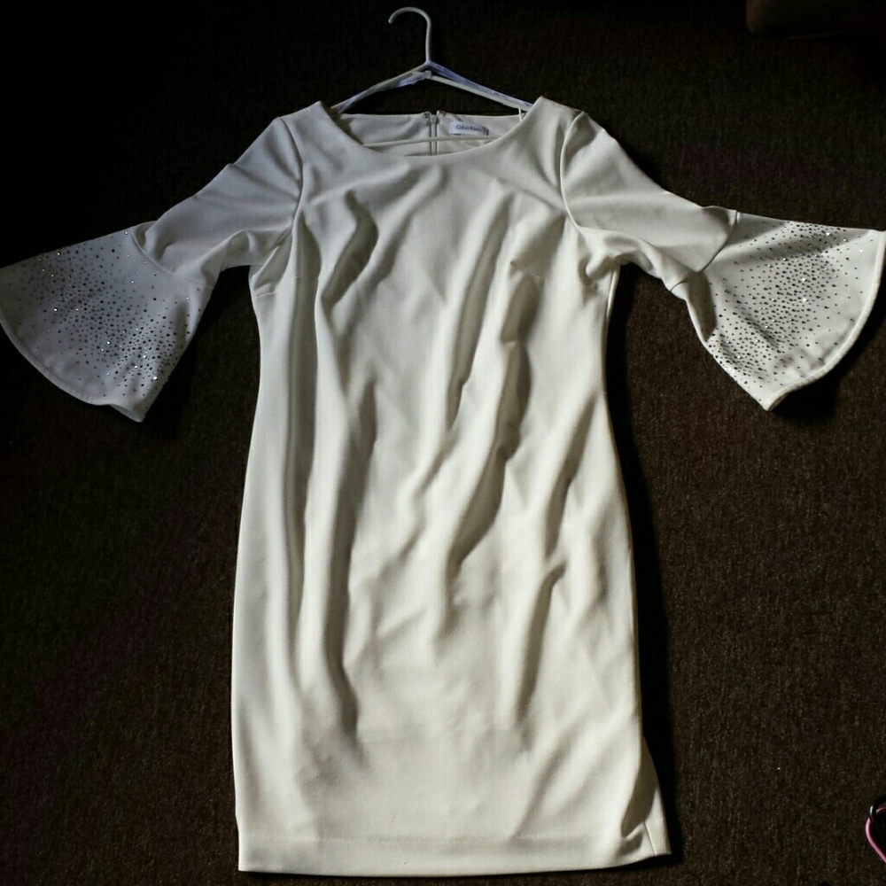 Calvin Klein white dress with jewels